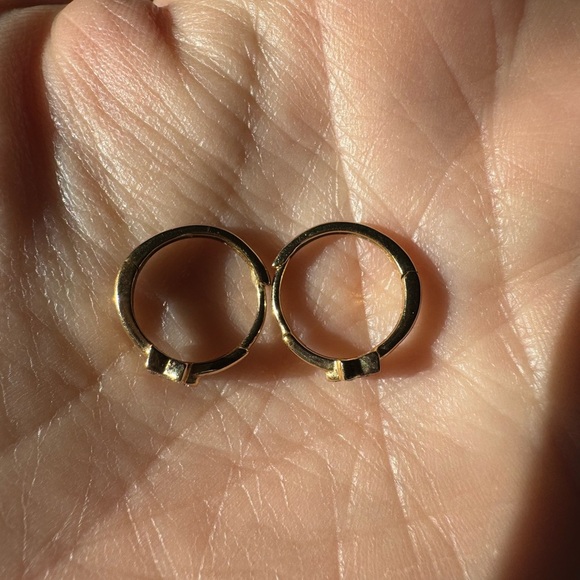 14k Yellow Gold and Diamond Star Huggies - SOLD AS A PAIR - Picture 7 of 8